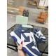 Off-White Out Office Leather Trainers White Royal Blue Outer Side Off-White Out Office Leather Trainers White Royal Blue handheld outer view highlighting arrow emblem