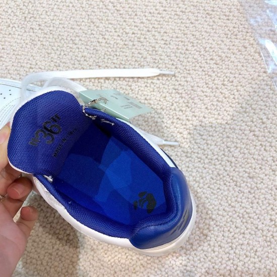 Off-White Out Of Office Trainer Interior Insole Detail Interior view showing the blue insole and size marking of Off-White Out Of Office trainer