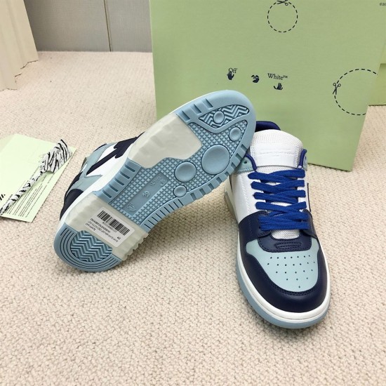 Off-White Out Of Office Blue Trainer Sole View Underside tread pattern view of Off-White Out Of Office blue trainer sole