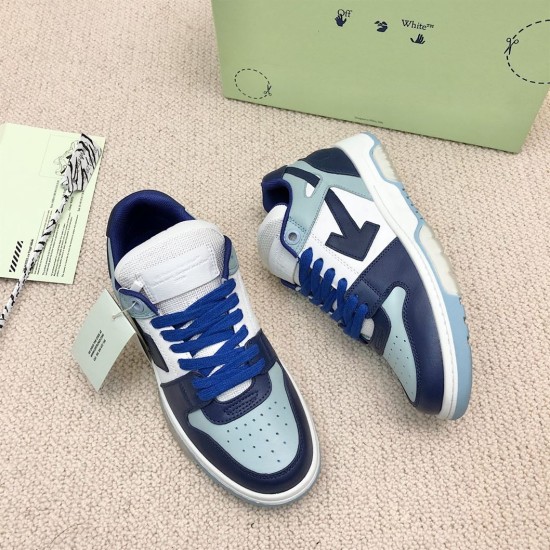 Off-White Out Of Office Blue Trainers Top View Top-down view of Off-White Out Of Office blue trainers displaying perforated toe box