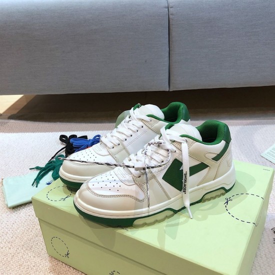 Off-White Out Of Office White Green Trainers Pair Pair of Off-White Out Of Office white green trainers on shoebox