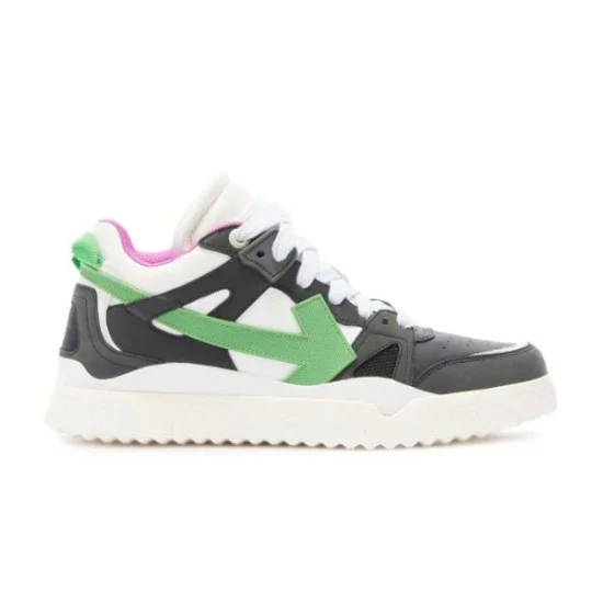 Off-White Sponge Mid-Top Trainers In Black And White side profile view