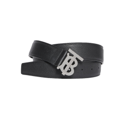 Motif Grainy Leather Belt In Black And Palladium - B214 Uk