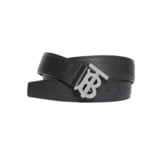 replica MOTIF GRAINY LEATHER BELT IN BLACK AND PALLADIUM - B214 UK