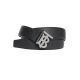 replica MOTIF GRAINY LEATHER BELT IN BLACK AND PALLADIUM - B214 UK
