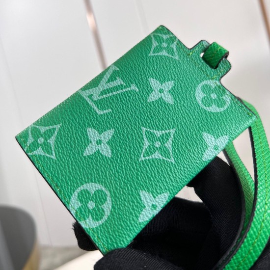 replica CARD HOLDER NECKLACE CACTUS GREEN TAIGA COWHIDE LEATHER M83153 UK