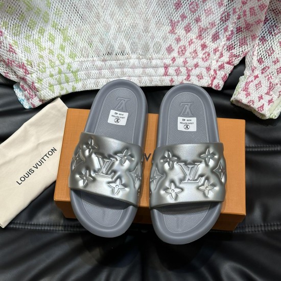 replica WATERFRONT MULE SLIDES IN GREY - LVS71 UK