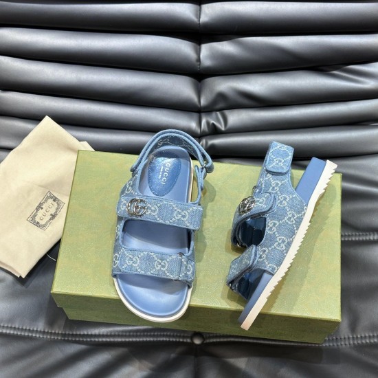 Replica Sandals With Double G Light Blue And Ivory Denim - Gcs36 Uk Replica Sandals With Double G Light Blue And Ivory Denim - Gcs36 Uk