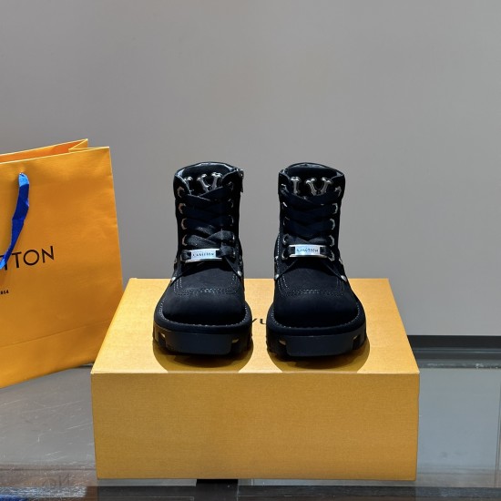 replica CHECKER ANKLE BOOTS IN BLACK - LV710 UK