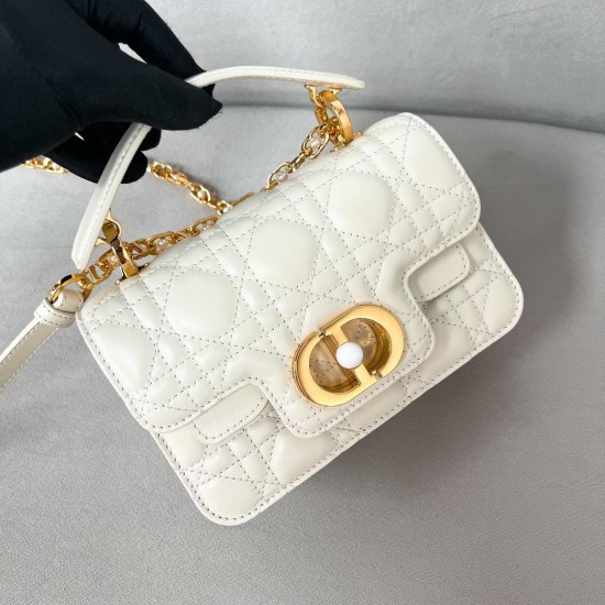Replica Mini Jolie Top Handle Bag Latte Cannage Calfskin Uk - 13310 - Buddha Luxury