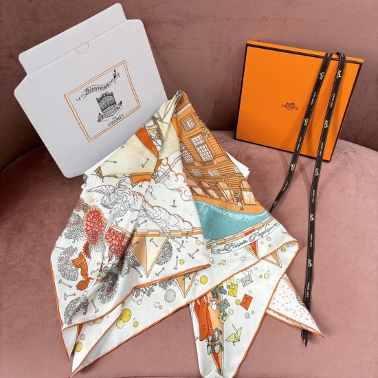 replica FLAGSHIP SILK SCARF IN MULTICOLOR ORANGE UK