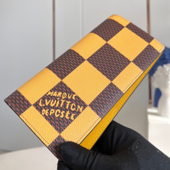 replica BRAZZA WALLET DAMIER POP YELLOW M40451 UK
