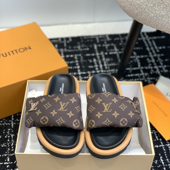 replica POOL PILLOW COMFORT MULES IN BROWN - LVS83 UK