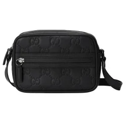 Gucci Men's Gg Rubber-Effect Mini Shoulder Bag Black Uk