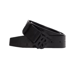Monogram Motif Embossed Check Leather Belt In Black - B238 Uk