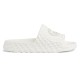 Gucci White Rubber Slide Sandals Profile View Profile view of Gucci white rubber slide sandals featuring textured sides and logo strap