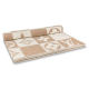 L Women's Checkmate Blanket Brown Motif Scarf folded neatly showing beige chequered pattern and whipped stitching