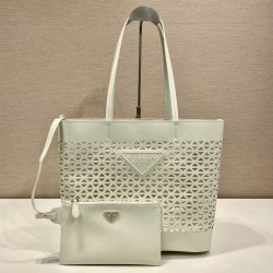 LARGE PERFORATED LEATHER TOTE BAG IN WHITE UK LARGE PERFORATED LEATHER TOTE BAG IN WHITE UK