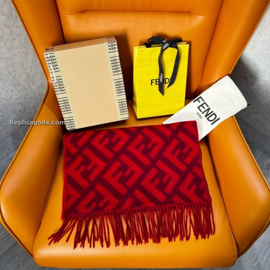 replica SCARF MONOGRAM CASHMERE LOGO IN RED UK