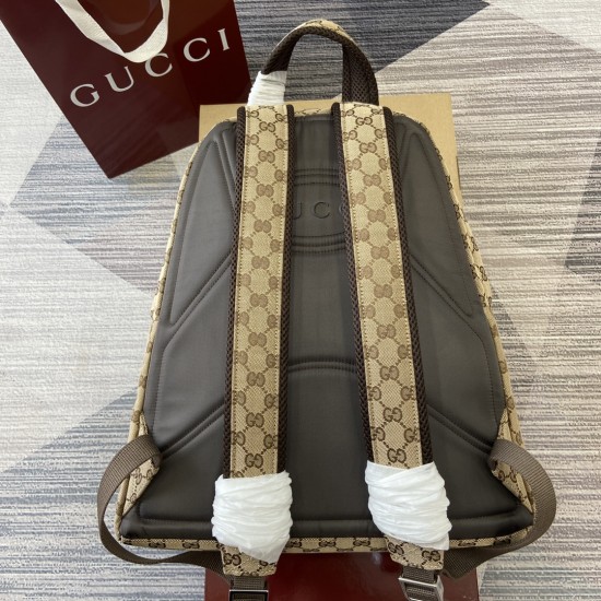 replica MEDIUM BACKPACK WITH LOGO BEIGE AND EBONY ORIGINAL GG CANVAS UK