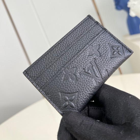 replica DOUBLE CARD HOLDER IN BLACK MONOGRAM SHADOW M81415 UK