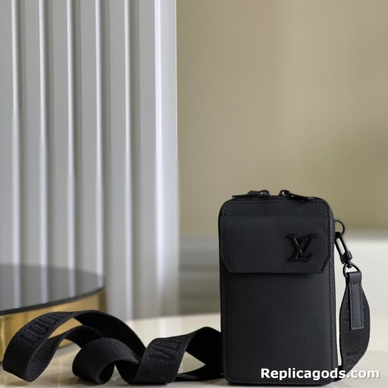 Replica M57089 Phone Pouch Black Grained Calf Leather Uk - 15808 - Buddha Luxury
