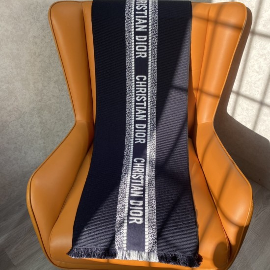replica OBLIQUE UNIVERSITY REVERSIBLE SCARF NAVY BLUE WOOL AND SILK UK