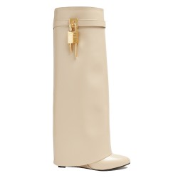 SHARK LOCK BOOTS IN LEATHER IN WHITE - GVC151 UK