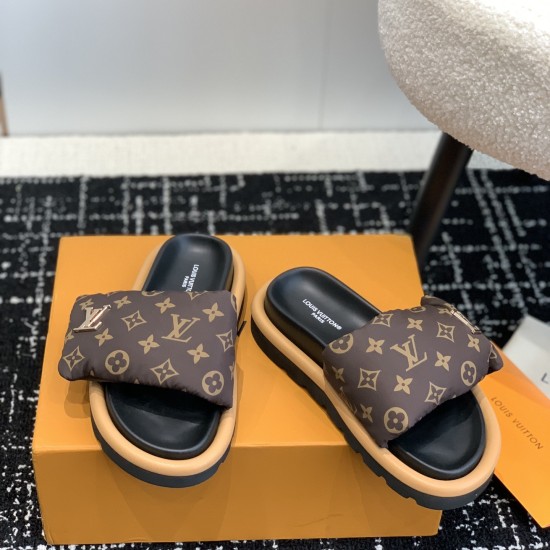 replica POOL PILLOW COMFORT MULES IN BROWN - LVS83 UK