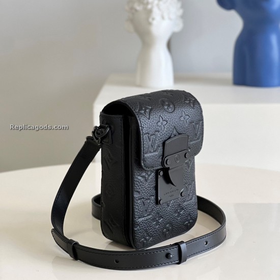 Replica S-Lock Vertical Wearable Wallet In Black Uk - 15784 - Buddha Luxury
