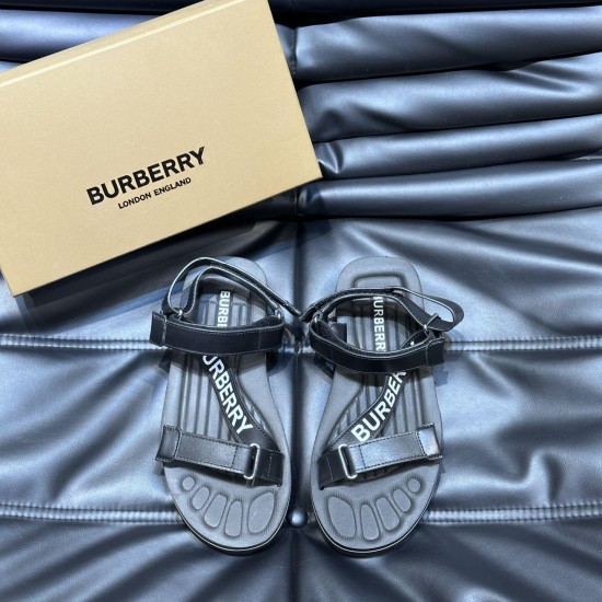 replica LOGO-STRAP SANDALS BLACK LEATHER UK