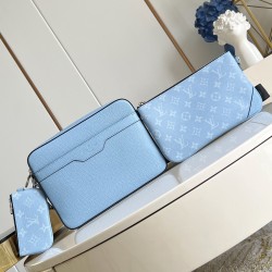 Trio Messenger Bag Sky Blue Monogram Canvas Taiga Cowhide Leather M14069 Uk Trio Messenger Bag Sky Blue Monogram Canvas Taiga Cowhide Leather M14069 Uk