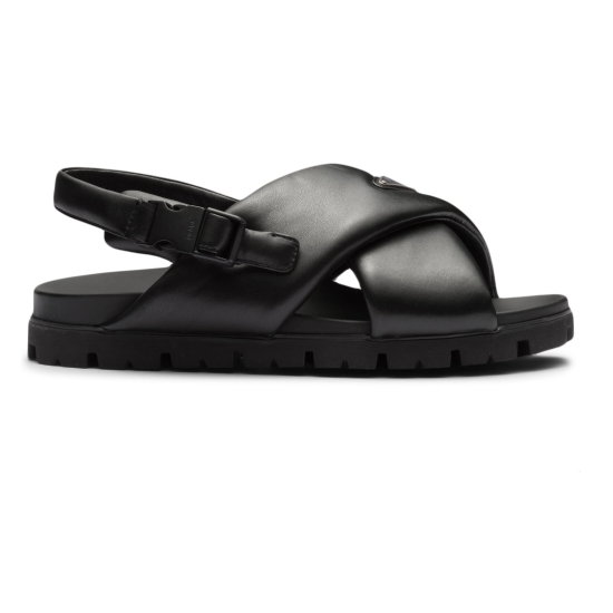 Replica PADDED CROSSOVER-STRAPS FLAT SANDALS IN BLACK - PDS19 UK replica PADDED CROSSOVER-STRAPS FLAT SANDALS IN BLACK - PDS19 UK