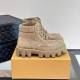 replica CHECKER ANKLE BOOTS IN BROWN - LV749 UK
