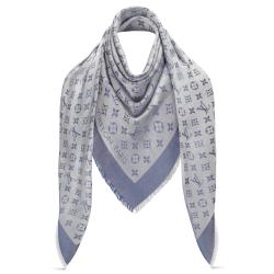MONOGRAM DENIM SHAWL IN LIGHT BLUE UK