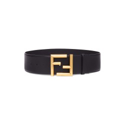 BLACK LEATHER BELT WITH FF STUD BUCKLE - B182 UK BLACK LEATHER BELT WITH FF STUD BUCKLE - B182 UK