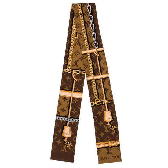 replica SILK MONOGRAM SCARF IN BROWN UK