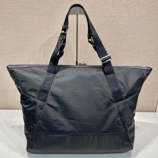 replica RE-NYLON AND LEATHER TRAVEL BAG IN BLACK UK