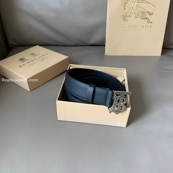 replica MOTIF GRAINY LEATHER BELT IN BLACK AND PALLADIUM - B214 UK