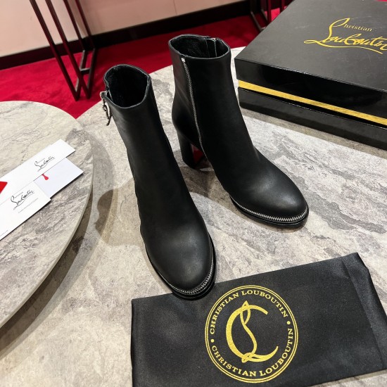 replica CHRISTIAN ZIP LEATHER ANKLE BOOTS IN BLACK - CL88 UK