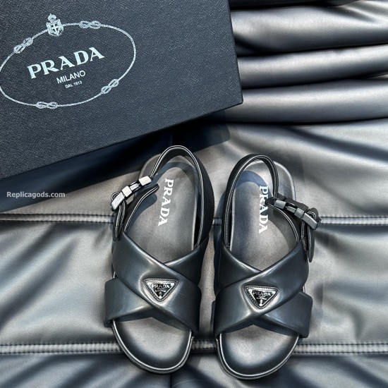 Replica PADDED CROSSOVER-STRAPS FLAT SANDALS IN BLACK - PDS19 UK replica PADDED CROSSOVER-STRAPS FLAT SANDALS IN BLACK - PDS19 UK