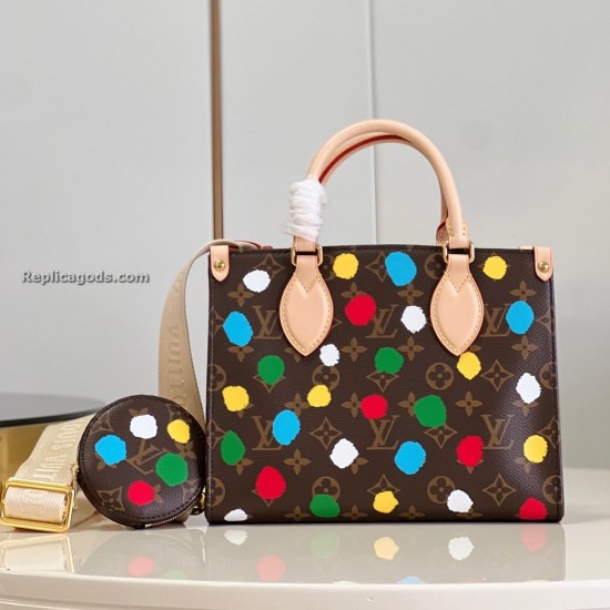 replica X YAYOI KUSAMA ON THE GO PM BAG IN BROWN UK