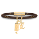 L Men's NBA Leather Bracelet Front View Front view of the L Men's NBA Leather Bracelet with monogram canvas and hanging charms