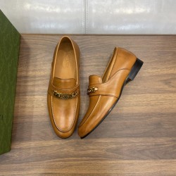 MEN'S LEATHER LOAFERS WITH INTERLOCKING G IN BROWN - GC380 UK MEN'S LEATHER LOAFERS WITH INTERLOCKING G IN BROWN - GC380 UK