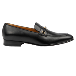 LOAFERS WITH INTERLOCKING G BLACK - GC376 UK