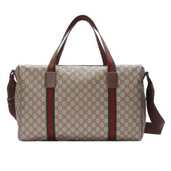 Medium Duffle Bag With Web Beige And Ebony Soft Gg Supreme Uk