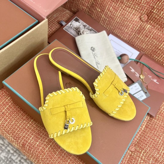 replica JOVIS CHARMS SUEDE SLIDES IN YELLOW UK
