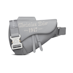 1947 GRAINED CALFSKIN LOGO SADDLE BAG IN GREY UK