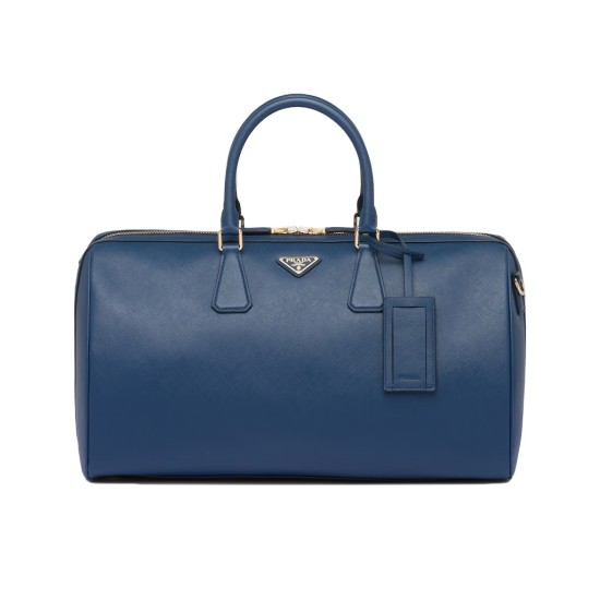 replica SAFFIANO LEATHER TRAVEL BAG IN BLUE UK