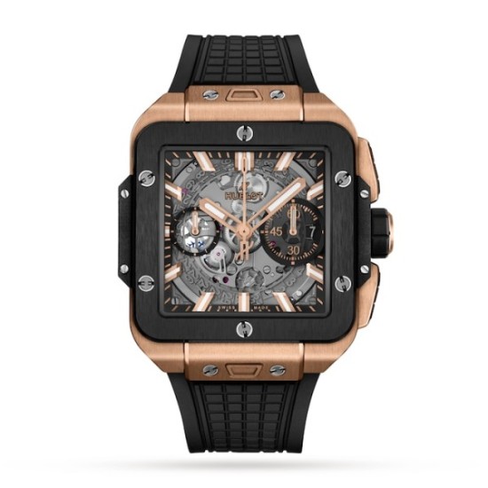 Super Clone Replica Hublot Square Bang Automatic Skeleton Rubber Watch 01 4529 Buddha Luxury